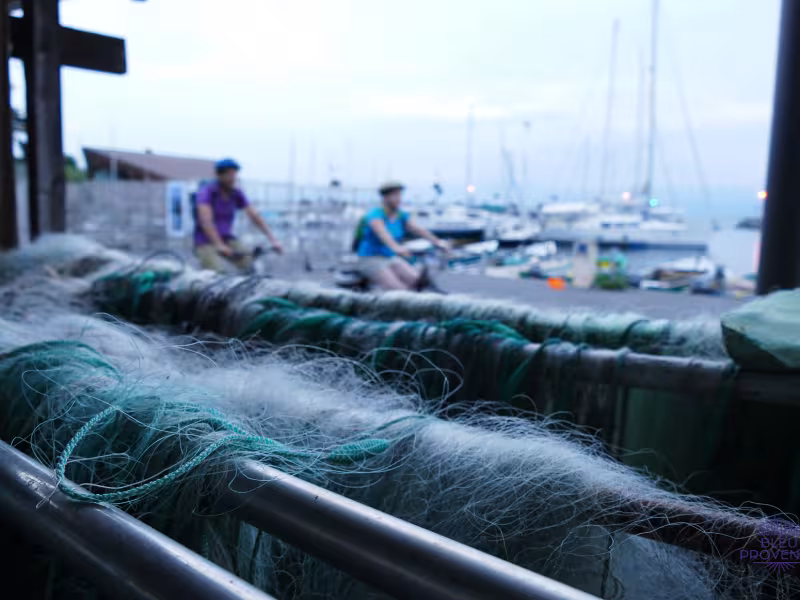 Im Hafen von Thonon-les-Bains auf dem Gravelboard
