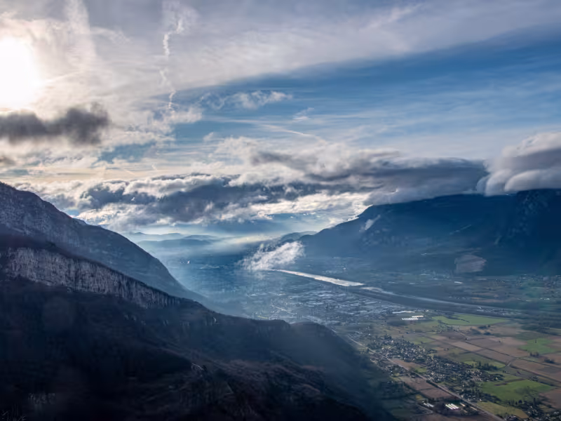 Der Néron und der Vercors über der Isère in Grenoble