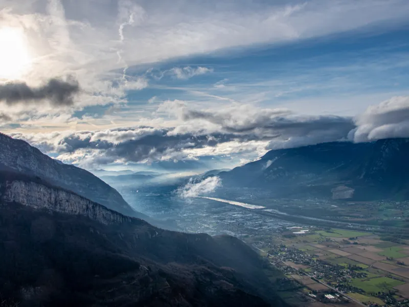 Der Néron und der Vercors über der Isère in Grenoble