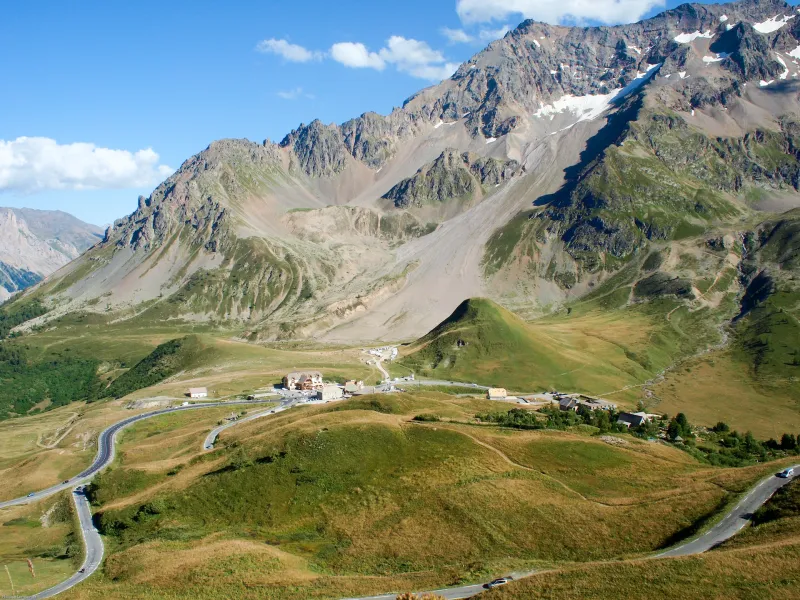 Blick auf den Col du Lautaret von der Straße zum Col du Galibier aus