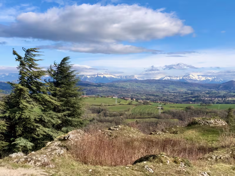 Blick auf die Alpen von Chaumont aus