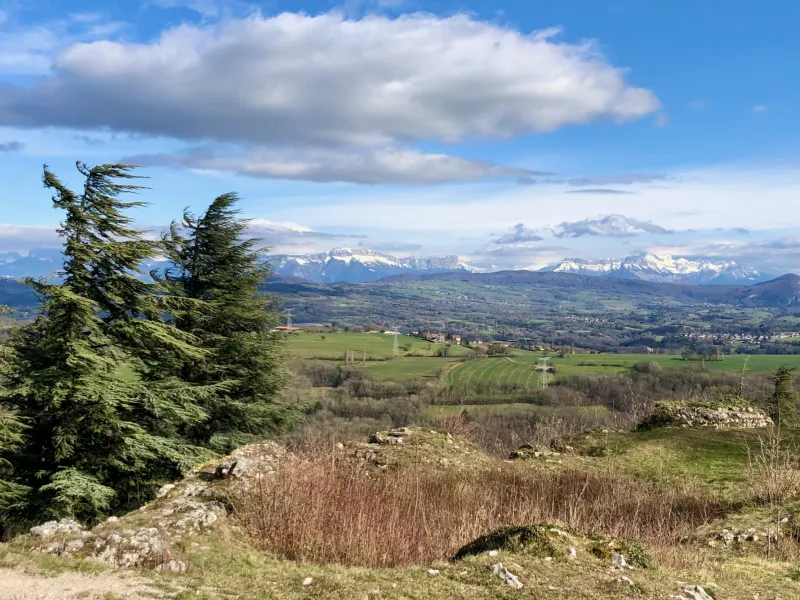 Blick auf die Alpen von Chaumont aus