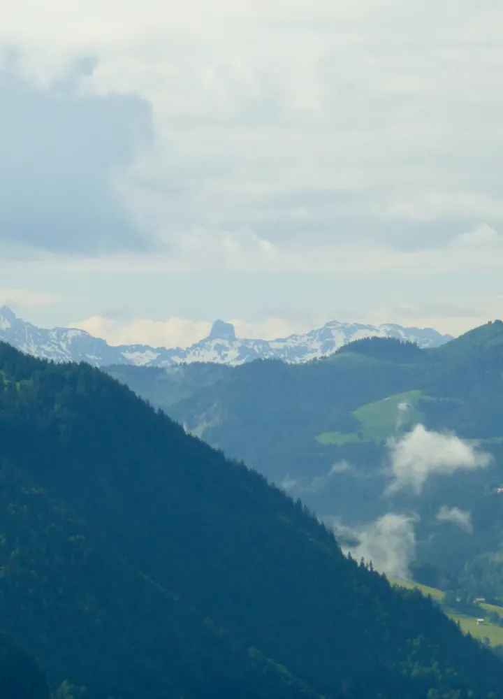 Blick auf die Pierra Menta vom Col des Saisies aus